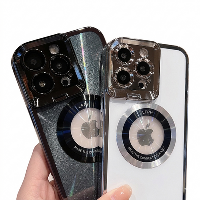 Magnetic CD-Pattern iPhone Case with Integrated Camera Stand
